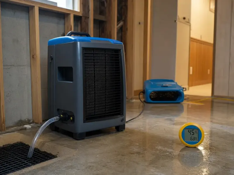 Professional water restoration equipment and workspace
